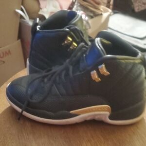 Jordan Black and Gold Athletic Shoes